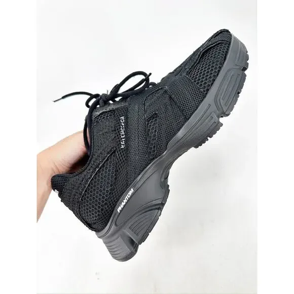 Balenciaga Phantom Black Mesh Lace Up Low Top Sneakers Size 46 - Picture 8 of 11